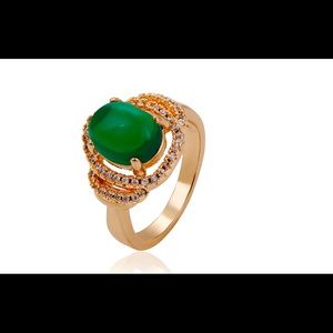 Elegant Green Eye Ring  Stainless Steel 💍